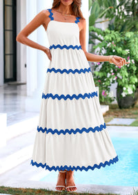 Spaghetti Strap Ruffle Flowy Boho Casual Beach Vacation Maxi Dresses