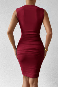 Sleeveless Bodycon Ruched Mesh 3D Flower Elegant Cocktail Party Mini Dresses