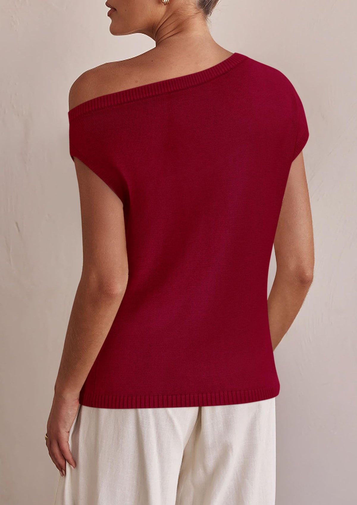Off The Shoulder Casual Short Sleeve Tunic Lightweight Knit Sweaters