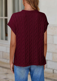 Casual Short Sleeve Crew Neck Knit Pullover Trendy Spring Outfits Sweater Vest
