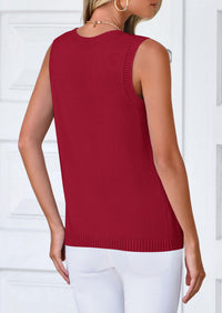 Sleeveless Button Down Business Casual Knit Tank Tops