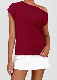 Off The Shoulder Casual Short Sleeve Tunic Lightweight Knit Sweaters