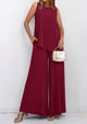 Asymmetrical Split Tank Tops Wide Leg Pants  Two Piece Sets