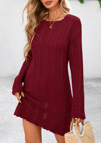 Crochet Knit Hollow Out Beach Vacation Cover Ups Dress
