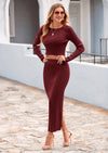 PRETTYGARDEN Women's Spring Fall 2 Piece Sweater Set Rib Knit Long Sleeve Crop Top Maxi Bodycon Skirt Casual Winter Outfits PRETTYGARDEN