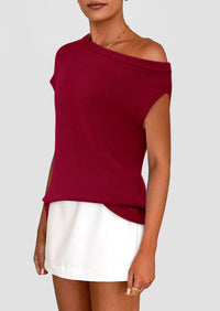 Off The Shoulder Casual Short Sleeve Tunic Lightweight Knit Sweaters