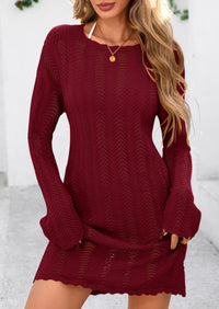 Crochet Knit Hollow Out Beach Vacation Cover Ups Dress