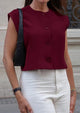 Dressy Business Casual Cap Sleeve Button Trendy Blazer Waistcoat Cardigan