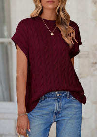 Casual Short Sleeve Crew Neck Knit Pullover Trendy Spring Outfits Sweater Vest
