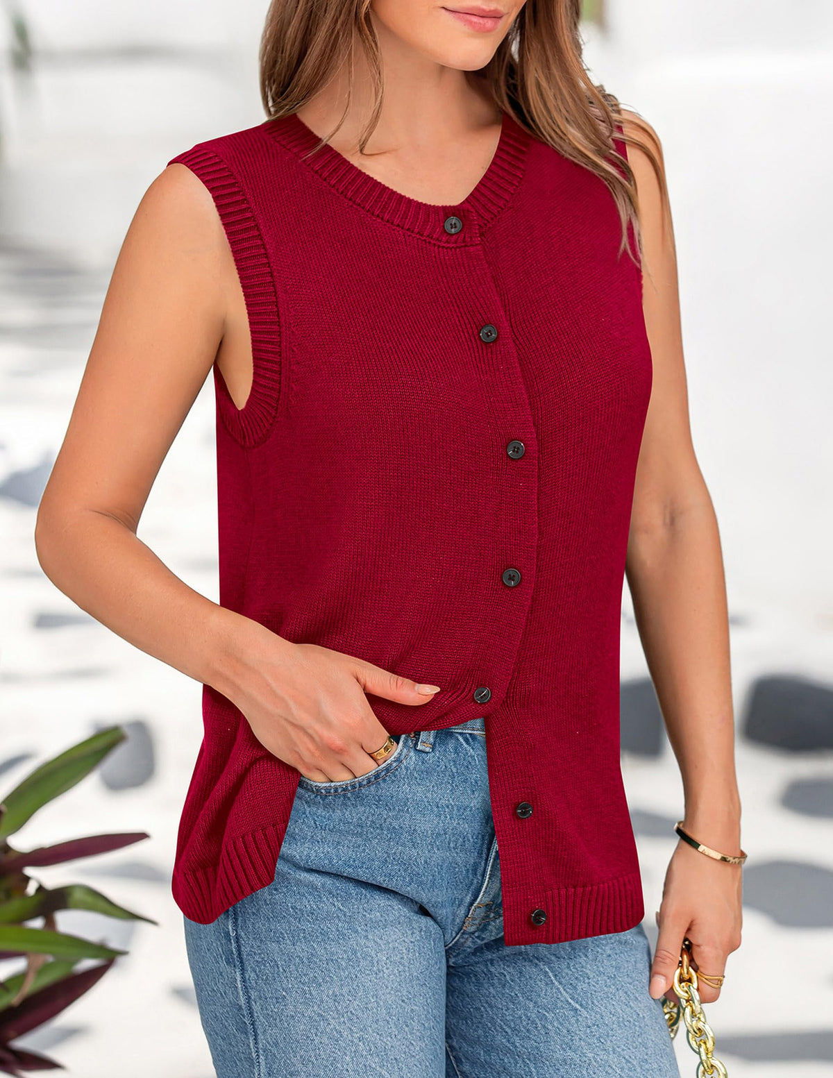 Dressy Business Casual Cap Sleeve Button Trendy Blazer Waistcoat Cardigan