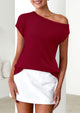 Off The Shoulder Casual Short Sleeve Tunic Lightweight Knit Sweaters