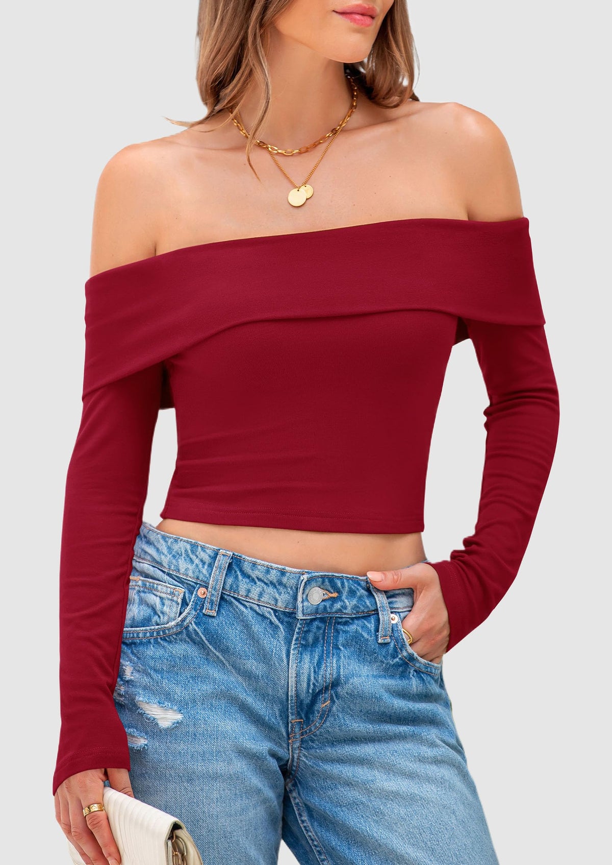 Off The Shoulder Long Sleeve Blouses