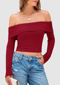 Off The Shoulder Long Sleeve Blouses