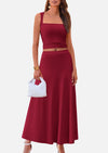 PRETTYGARDEN Skirt Sets 2 Piece Outfits Casual Knit Tank Tops Flowy Midi Skirts Matching Vacation Clothes