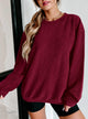 Ribbed Corduroy Crew Neck Long Sleeve Loose Fit Casual Oversized Sweatshirt