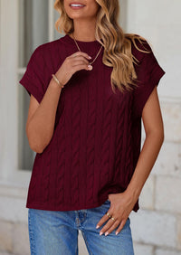 Casual Short Sleeve Crew Neck Knit Pullover Trendy Spring Outfits Sweater Vest