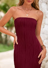 PRETTYGARDEN Womens Summer Maxi Dress Textured Bodycon Tube Off Shoulder Strapless Back Slit Long Party Dresses