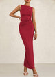 Sleeveless Ruched Bodycon Slit Long Maxi Dresses
