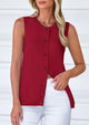 Sleeveless Button Down Business Casual Knit Tank Tops