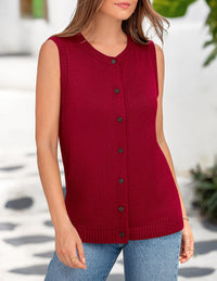Sleeveless Button Down Business Casual Knit Tank Tops