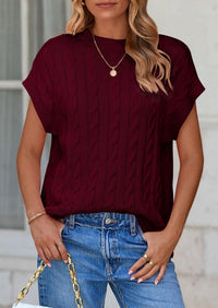 Casual Short Sleeve Crew Neck Knit Pullover Trendy Spring Outfits Sweater Vest