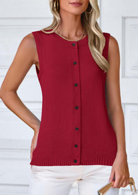 Sleeveless Button Down Business Casual Knit Tank Tops