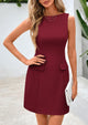 Sleeveless Boat Neck Zipper Bodycon A Line Business Work Mini Dresses
