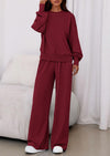 PRETTYGARDEN Womens 2 Piece Sets Long Sleeve Sweatshirt Wide Leg Pants Loose Matching Lounge Set Trendy Fall Outfits