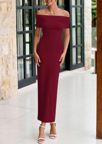 Off The Shoulder Elegant Bodycon Formal Cocktail Party Evening Maxi Dresses