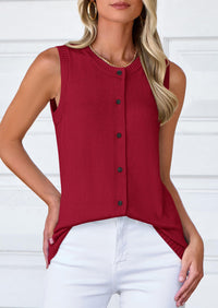 Sleeveless Button Down Business Casual Knit Tank Tops