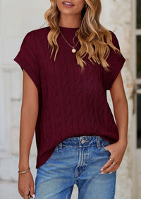 Casual Short Sleeve Crew Neck Knit Pullover Trendy Spring Outfits Sweater Vest