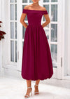 PRETTYGARDEN Womens Off Shoulder Cocktail Wedding Guest Midi Dresses