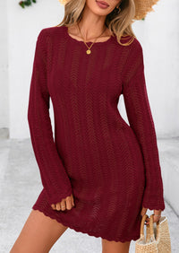 Crochet Knit Hollow Out Beach Vacation Cover Ups Dress