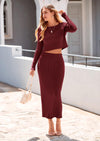 PRETTYGARDEN Women's Spring Fall 2 Piece Sweater Set Rib Knit Long Sleeve Crop Top Maxi Bodycon Skirt Casual Winter Outfits PRETTYGARDEN