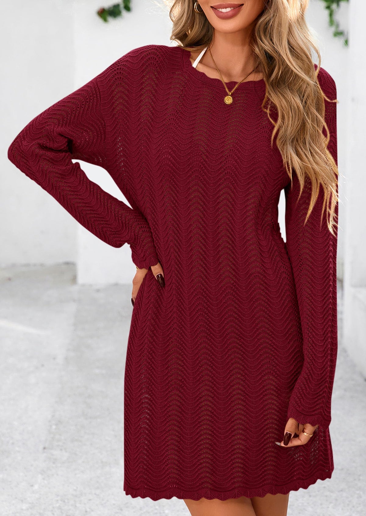 Crochet Knit Hollow Out Beach Vacation Cover Ups Dress