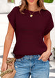 Crochet Cap Sleeve Crew Neck Beach Pullover Cover Ups Shirts