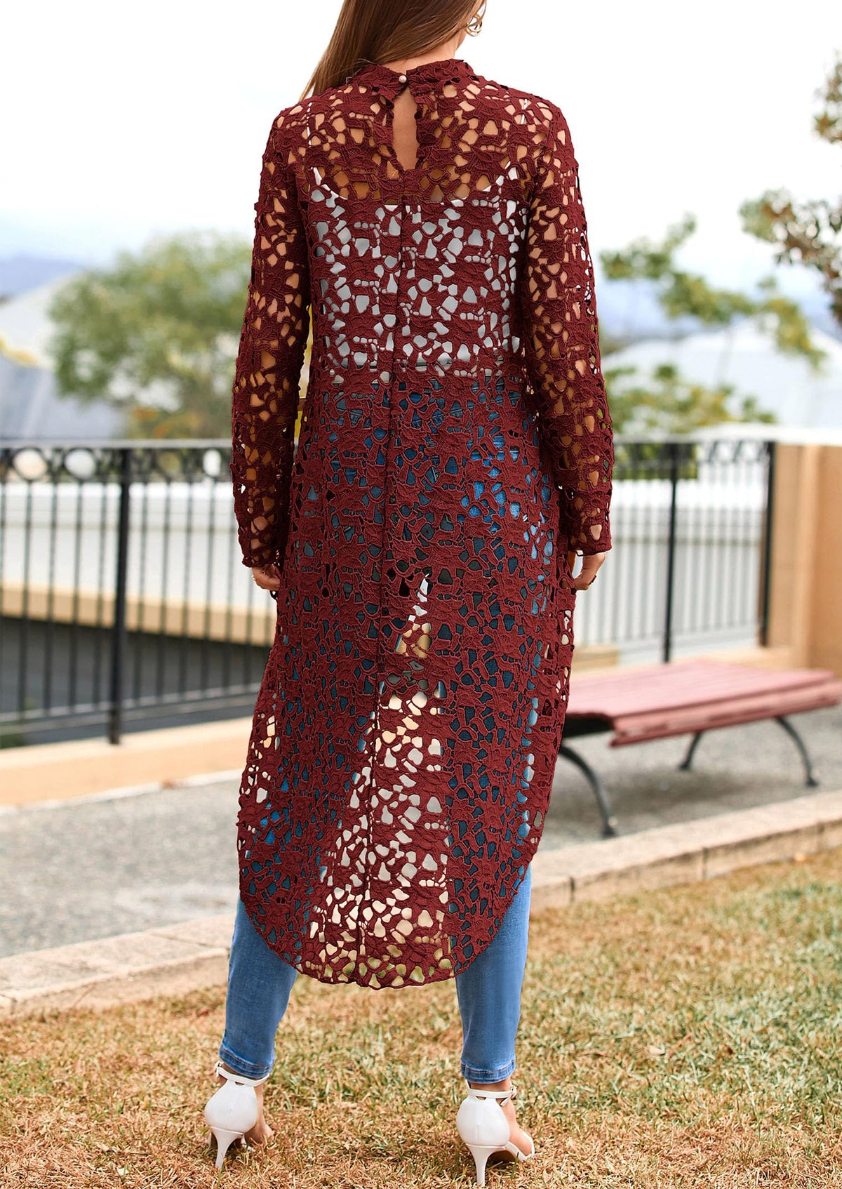 Long Sleeve Round Neck High Low Asymmetrical Irregular Hem Casual Blouse