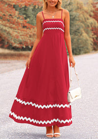 Casual Sleeveless Spaghetti Strap Ruffle Beach Flowy Maxi Dress