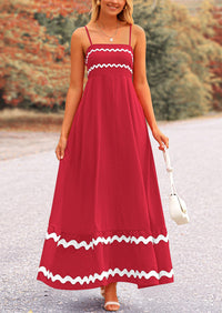 Casual Sleeveless Spaghetti Strap Ruffle Beach Flowy Maxi Dress