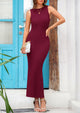 Casual Ribbed Knit Sleeveless Bodycon Maxi Dresses