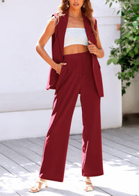 Sleeveless Suit Vest And Wide Leg Pants Business Casual Blazer Set