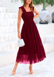 Casual Sleeveless Smocked Ruffle Tulle Flowy Beach Sundress