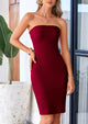 Strapless Off Shoulder Sleeveless Bodycon Ribbed Mini Dresses