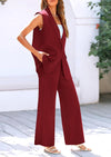PRETTYGARDEN 2 Piece Outfits Sleeveless Suit Vest and Wide Leg Pants Business Casual Blazer Sets