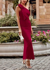 PRETTYGARDEN Summer One Shoulder Long Formal Women's Dress Sleeveless Ruched Bodycon Wedding Guest Slit Maxi Dresses