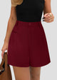 Elastic High Waisted Wide Leg Business Casual Dressy Shorts with Pockets