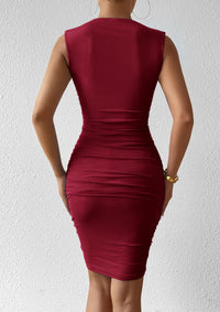 Sleeveless Bodycon Ruched Mesh 3D Flower Elegant Cocktail Party Mini Dresses
