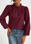PRETTYGARDEN Womens Tops Dressy Casual Spring Long Sleeve Shirts Embroidered Eyelet Blouses Going Out Outfits
