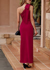 PRETTYGARDEN Summer One Shoulder Long Formal Women's Dress Sleeveless Ruched Bodycon Wedding Guest Slit Maxi Dresses