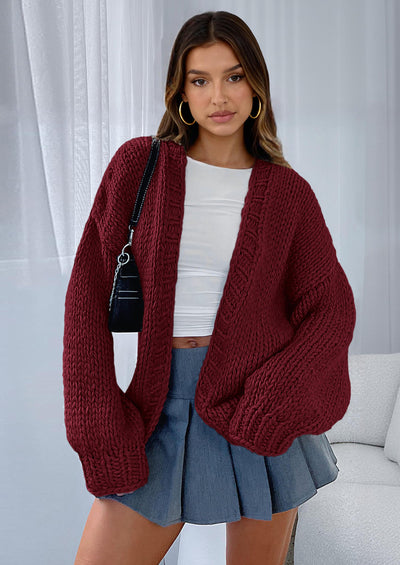 PRETTYGARDEN Cardigan Sweaters for Women Trendy Fall Fashion Long Sleeve Chunky Knit Cardigans Winter Clothing Outfits